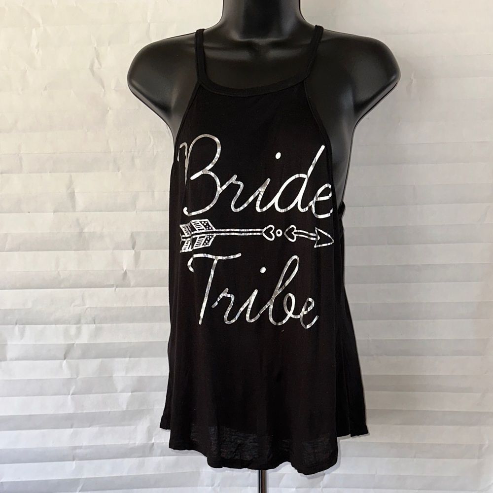 rue21 "Bride Tribe" Black Sleeveless Tank Top Women's Size Medium Bachelorette